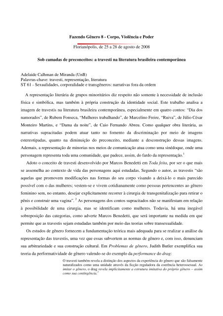 Fazendo Gênero 8 - Corpo, Violência e Poder Florianópolis, de 25 a ...