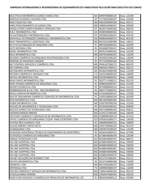 empresas distribuidoras e revendedoras de equipamentos ecf ...