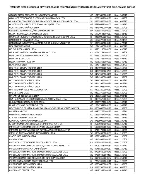 empresas distribuidoras e revendedoras de equipamentos ecf ...