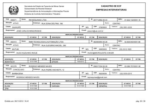 cadastro de ecf empresas interventoras - Secretaria de Estado de ...