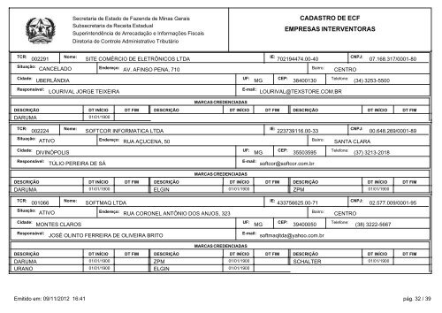 cadastro de ecf empresas interventoras - Secretaria de Estado de ...