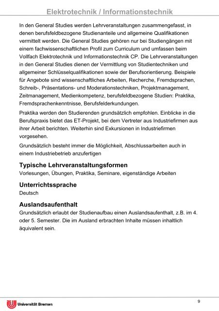 Informationsflyer - Fachbereich Physik und Elektrotechnik der ...