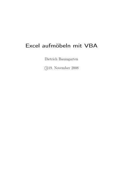 Excel aufmöbeln mit VBA - Fachbereich Mathematik und ...