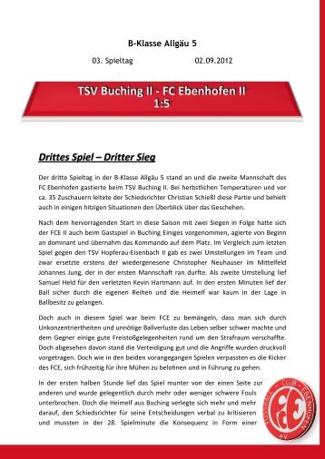 TSV Buching II - FC Ebenhofen