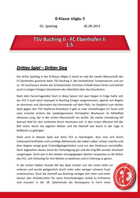 TSV Buching II - FC Ebenhofen