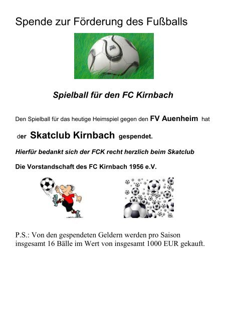 Spielball für den FC Kirnbach - FC Kirnbach 1956 eV