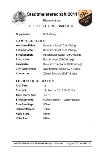 Stadtmeisterschaft 2011 - Ergebnisliste - FC Chammünster