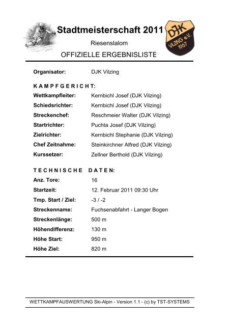 Stadtmeisterschaft 2011 - Ergebnisliste - FC Chammünster