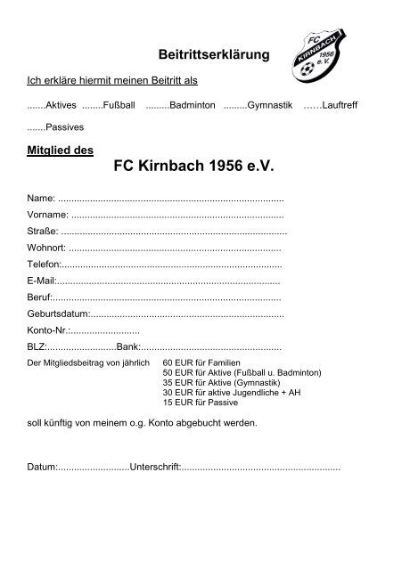 Vordere Reihe von links - FC Kirnbach 1956 eV