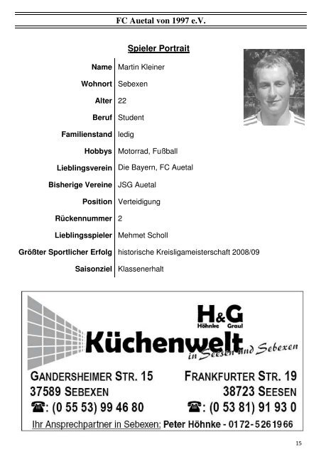 Stadionzeitung vom 26.09.10 - FC Auetal