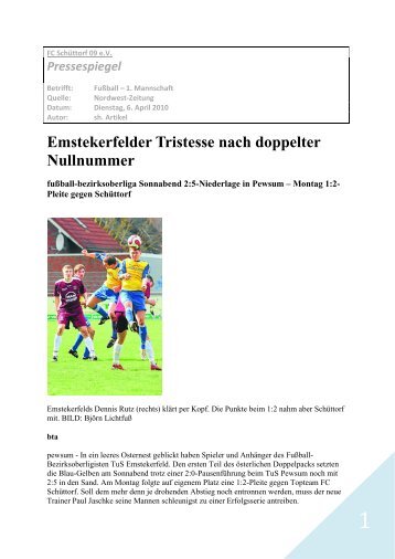 Emstekerfelder Tristesse nach doppelter Nullnummer - FC Schüttorf 09