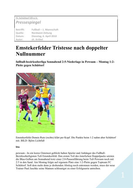 Emstekerfelder Tristesse nach doppelter Nullnummer - FC Schüttorf 09