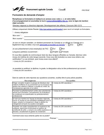 Formulaire de demande d'emploi - FCC-FAC