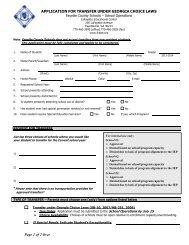 2013-14 Application for Transfer Request HB-251 School Choice