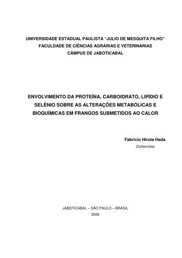 envolvimento da proteína, carboidrato, lipídio e selênio - Unesp