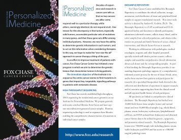 Personalized Medicine - Fox Chase Cancer Center