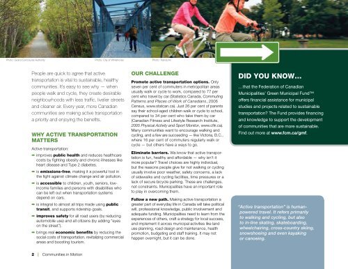 Communities in Motion: Bringing Active Transportation to Life - FCM