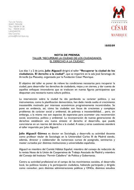 Nota de prensa - Fundación César Manrique