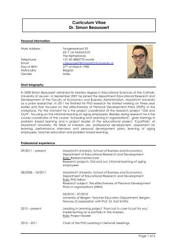 Curriculum Vitae - School of Business and Economics - Maastricht ...