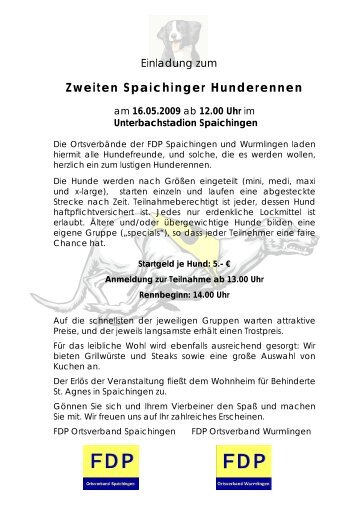 Einladung zum II. Spaichinger Hunderennen am 16. Mai 2009 am ...