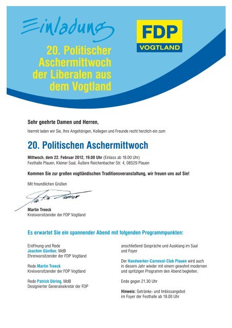 20. Politischer Aschermittwoch der Liberalen aus ... - FDP Sachsen