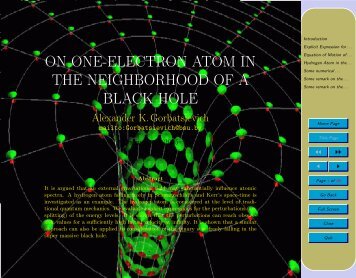 on one-electron atom in the neighborhood of a black hole