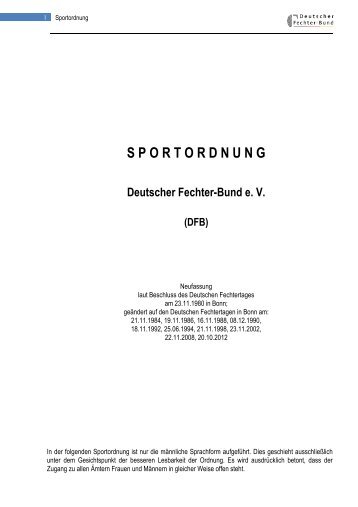 S P O R T O R D N U N G - Deutscher Fechter-Bund