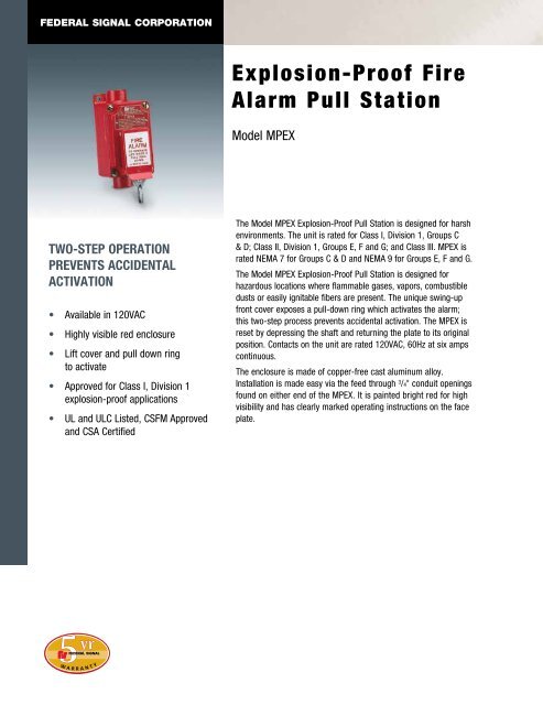 Explosion-Proof Fire Alarm Pull Station - Federal Signal