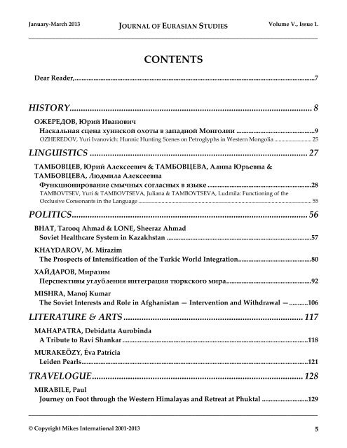 JOURNAL OF EURASIAN STUDIES Journal of the Gábor Bálint de ...