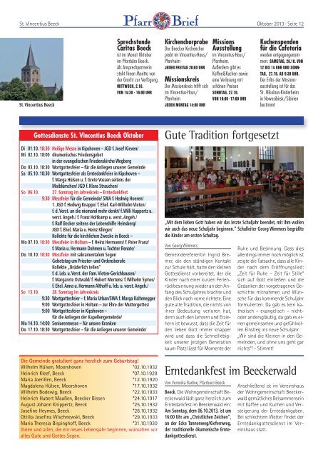 Pfarrbrief Oktober 2013