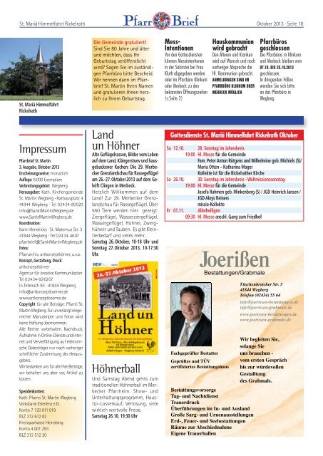 Pfarrbrief Oktober 2013