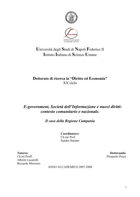 PDF (Tesi) - FedOA - Università degli Studi di Napoli Federico II
