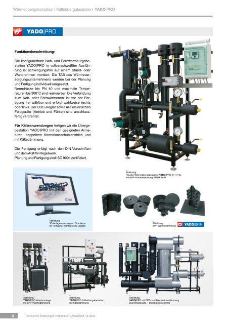 YADOS Fernwärmestation - Wärmeübergabestation / Kälteübergabestation YADO|PRO