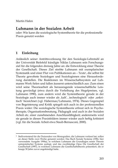 Luhmann in der Sozialen Arbeit - Martin Hafen
