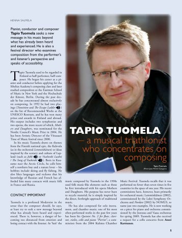 TAPIO TUOMELA – a musical triathlonist who ... - Fennica Gehrman