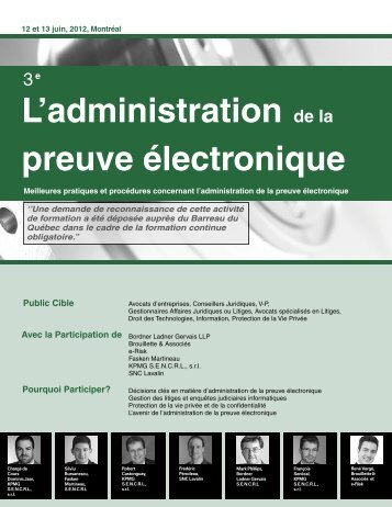 L'administration de la preuve électronique - Federated Press