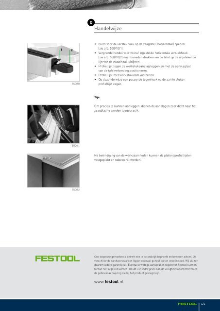 Zagen van plafond- en sierprofiellijsten - Festool