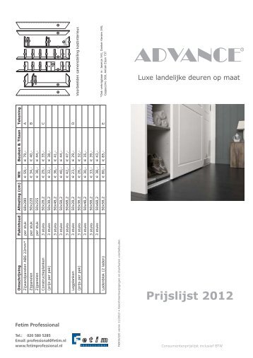 Prijslijst 2012 - Fetim Professional