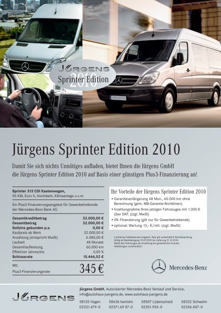 Jürgens Sprinter Edition 2010 - Jürgens Gmbh