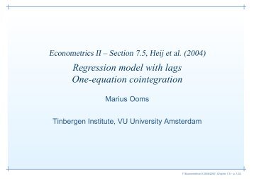 Regression model with lags One-equation cointegration - Feweb