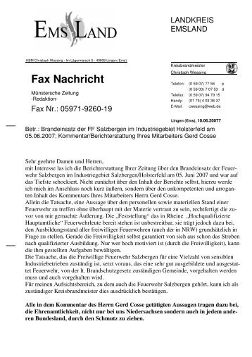 Leserbrief von Kreisbrandmeister Christoph ... - FF Salzbergen