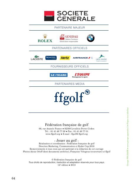 Livret Jouer au golf - Fédération Française de Golf