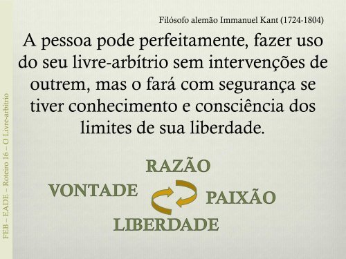 Roteiro 16 Livre-arbítrio - Federação Espírita Brasileira