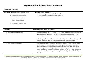 Exponential and Logarithmic Functions