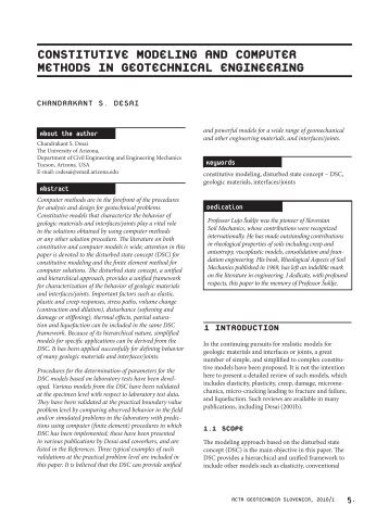 Constitutive modelling and computer methods in geotechnical ...