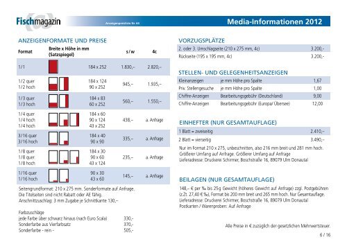 Media-Informationen 2012 - beim SN-Fachpresse Verlag