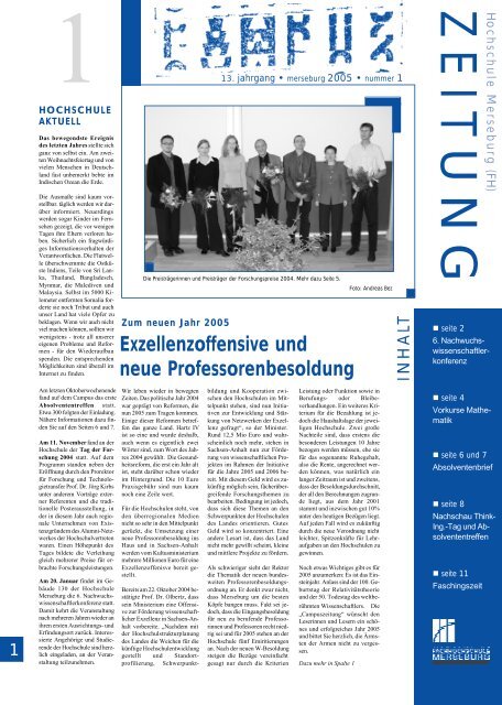 Artikel in Campuszeitung 1/05 der FH Merseburg - Hochschule ...