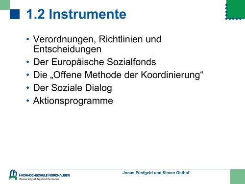 Die Europäische Sozialpolitik - Fachhochschule Nordhausen