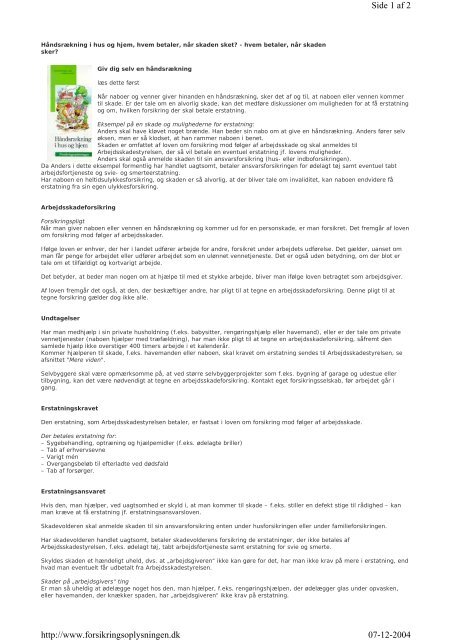 Side 1 af 2 07-12-2004 http://www.forsikringsoplysningen.dk - FDM