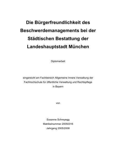 Die Bürgerfreundlichkeit des Beschwerdemanagements ... - FHVR AIV